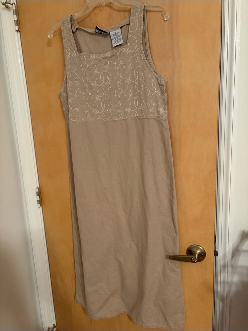 Erika & Co. Petites Beige Embroidered Bodice Maxi Dress